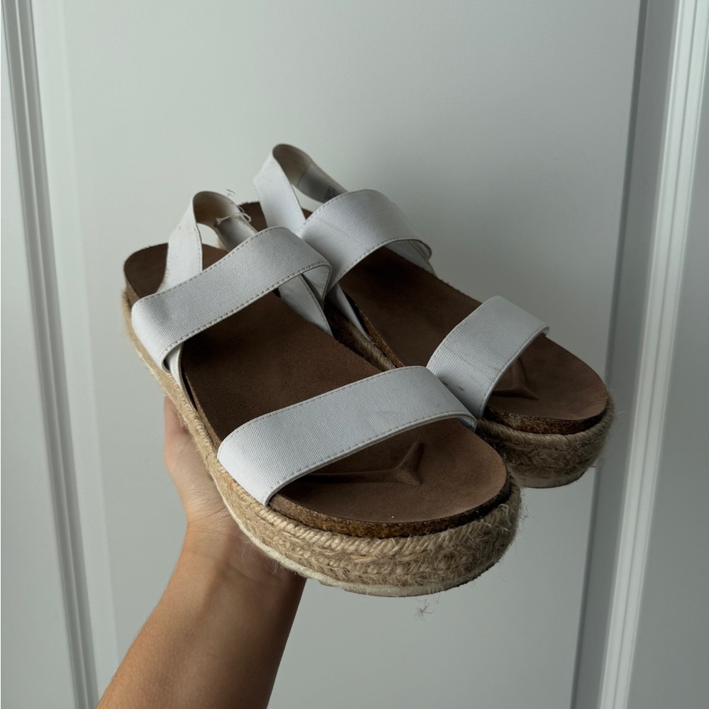 white+tan high top beach sandals